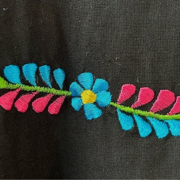 LBD Mexican Style! Black Mini Dress With Colorful Embroidery, Size Medium - Picture 14 of 14